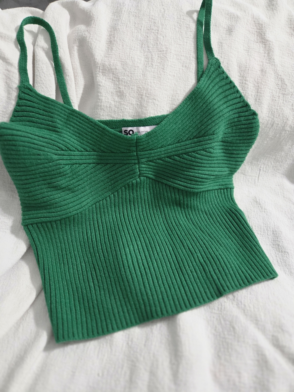Green Ribbed Knit Cami - Picture 3 of 4